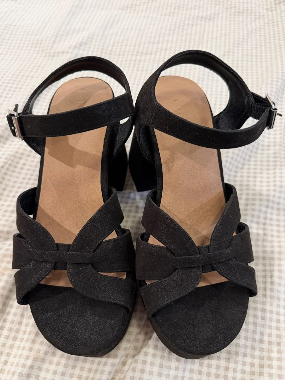 torrid Black Suede Platform Block Heel Sandals